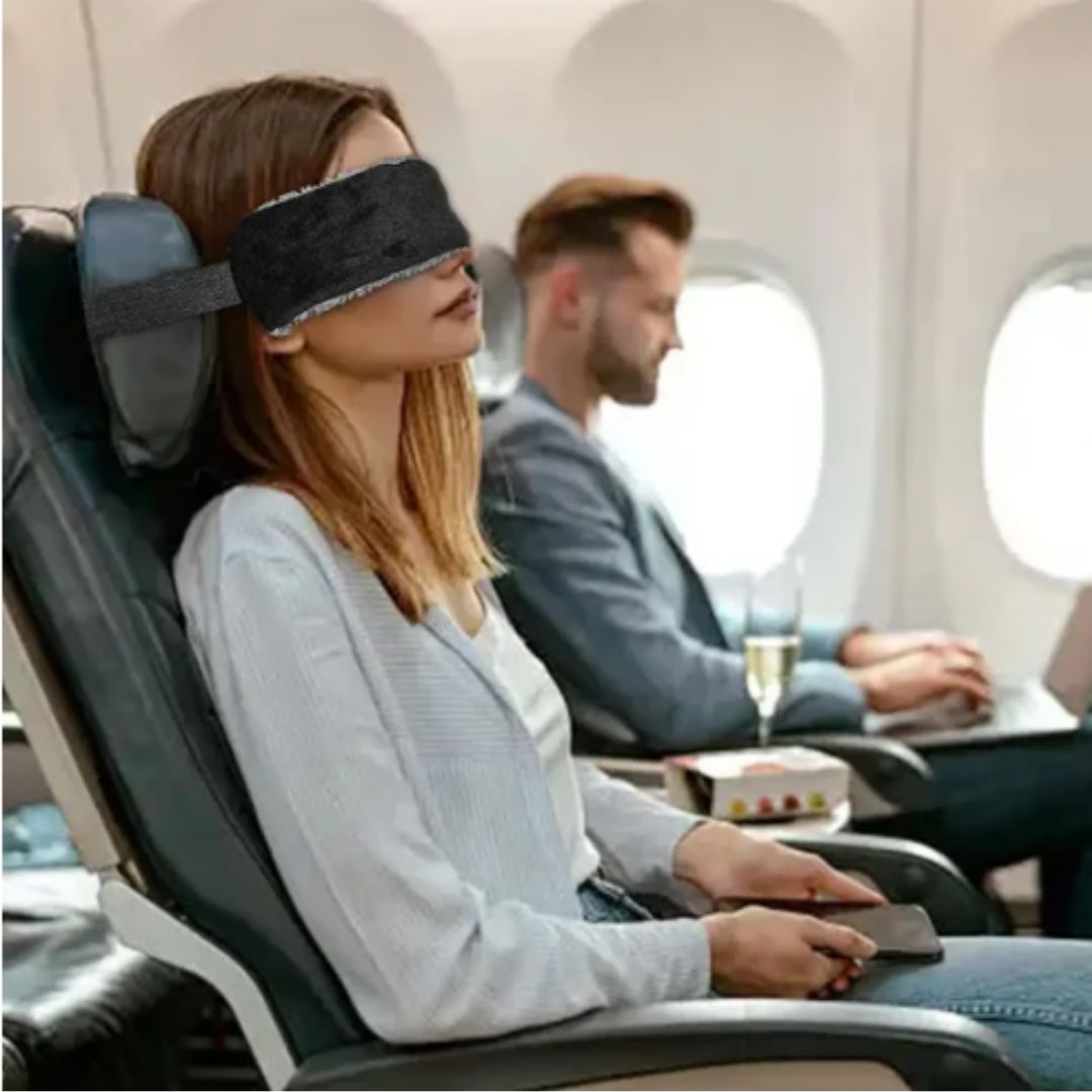 Nackstöd & Sovmask i Ett – Justerbar och Kompakt för Bekväm Vila på Resan