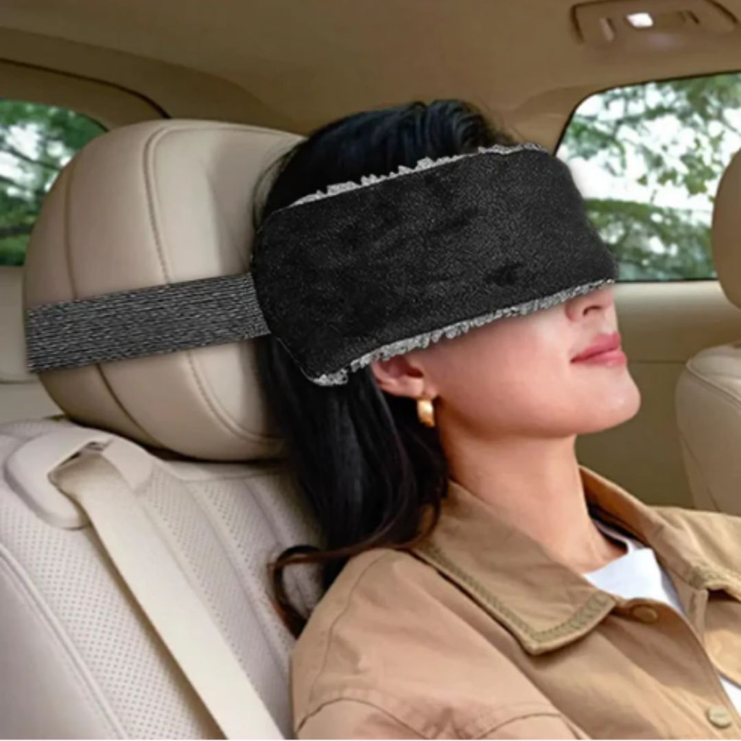 Nackstöd & Sovmask i Ett – Justerbar och Kompakt för Bekväm Vila på Resan