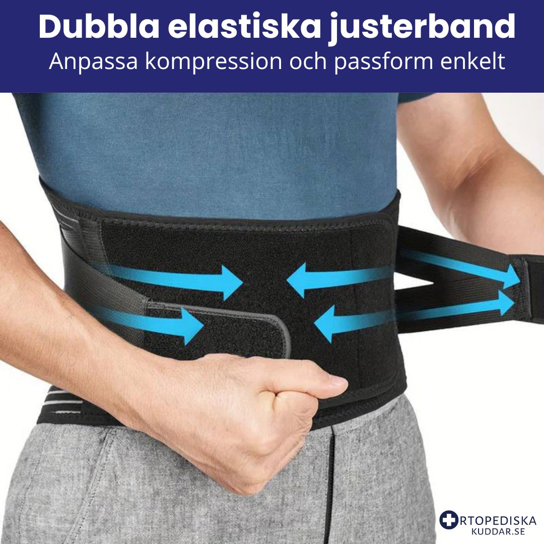 Ländryggsstöd - justerbart kompressionsband och NeoTex-zon