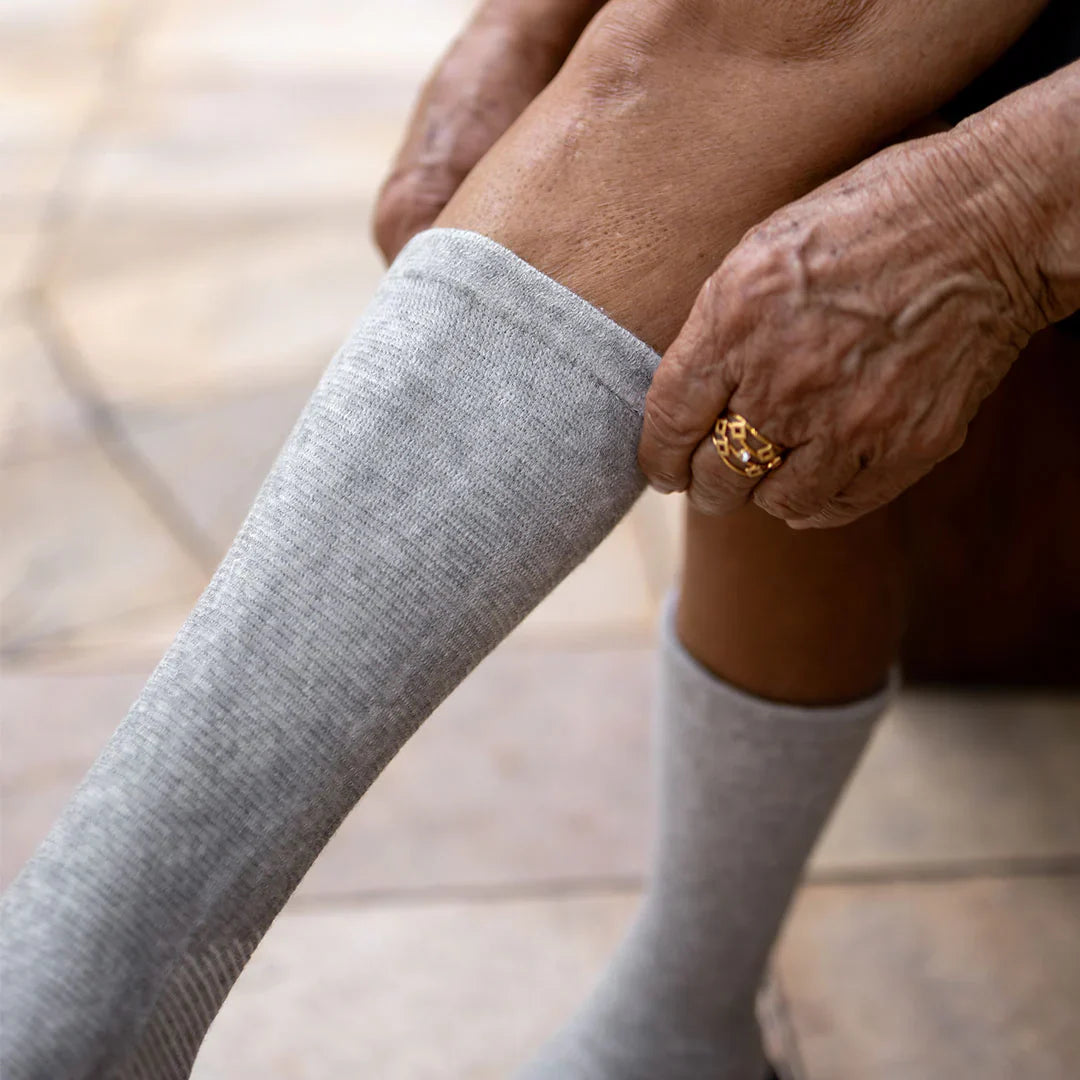 Bambustrumpor med kompression – öppen tå