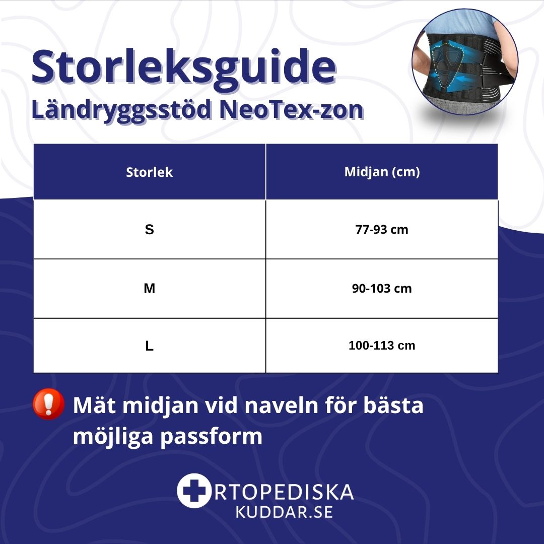 Ländryggsstöd - justerbart kompressionsband och NeoTex-zon