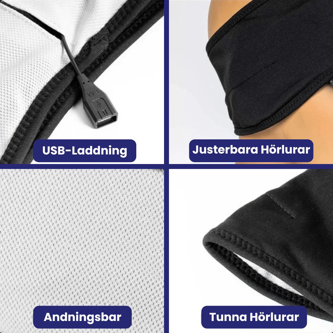 Bluetooth pannband med hörlurar – mjukt & trådlöst