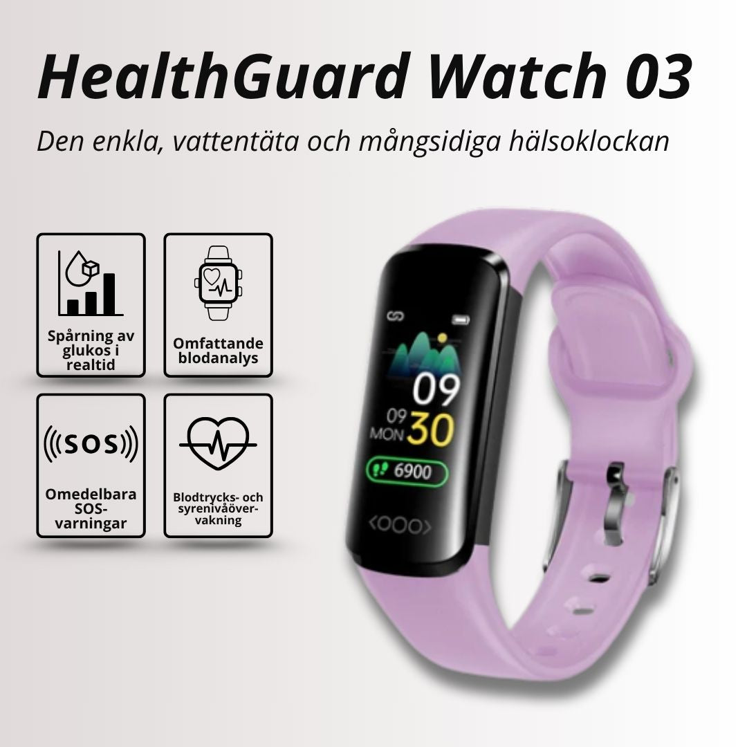 HealthGuard Watch 03 – Hälsoklocka med Blodsockermätning & Puls