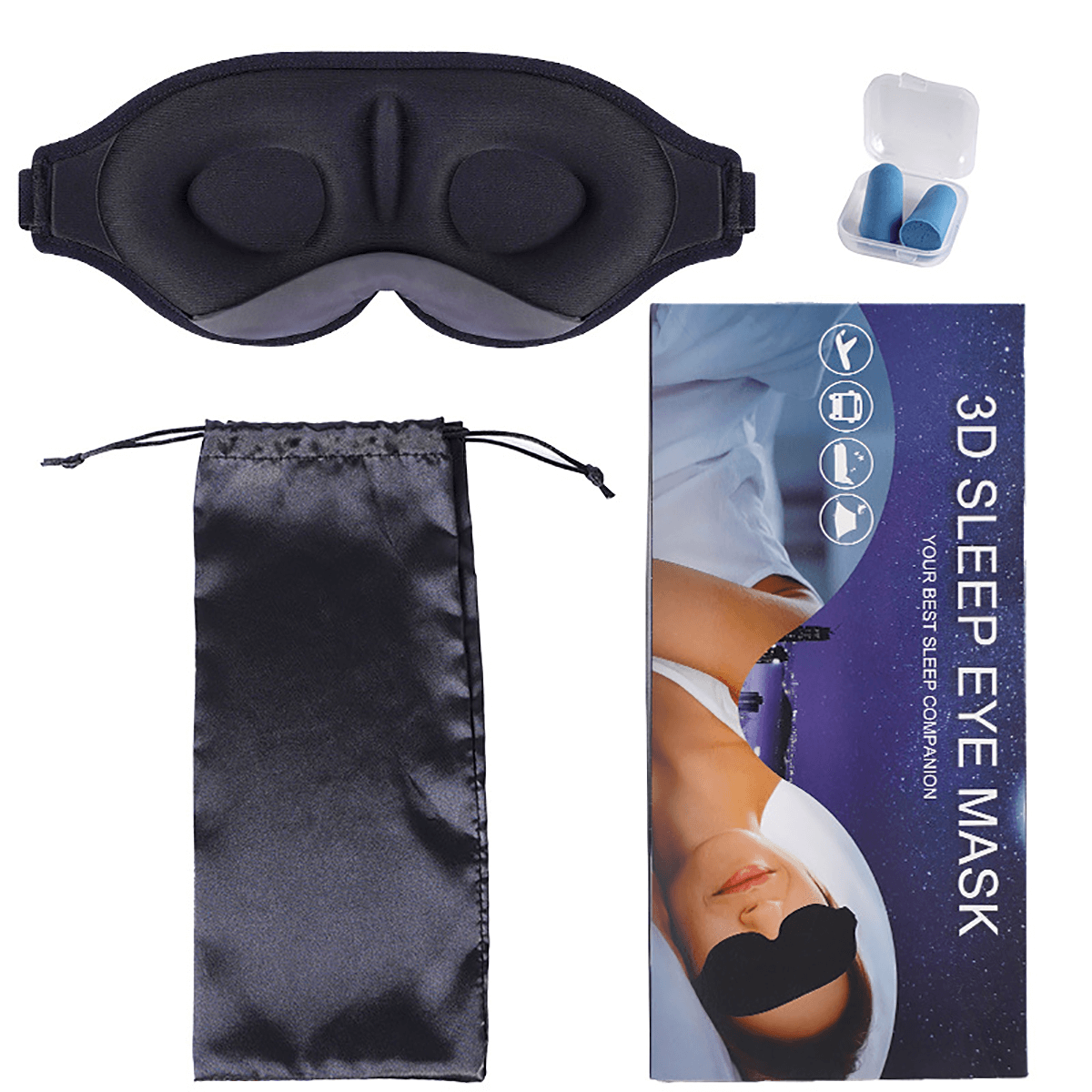 Sovmask med Total Mörkläggning – Justerbar och Lätt Design