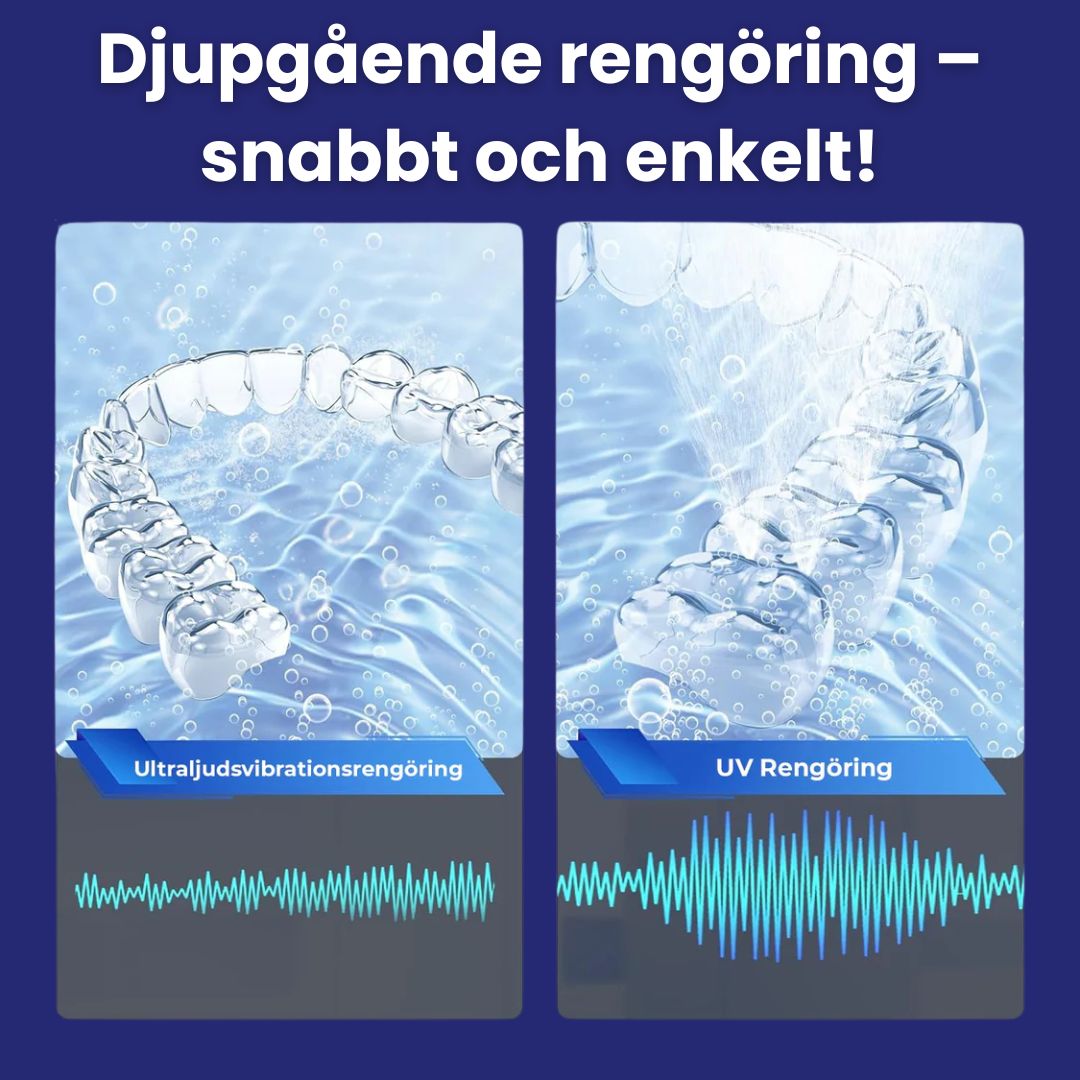 Rengöring för bettskenor, snarkskenor, munskydd, proteser, retainers
