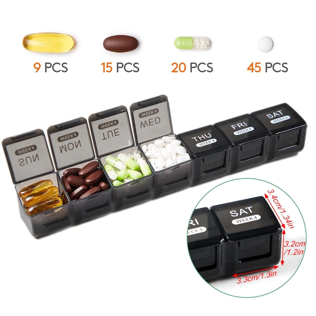 4x7-dagars pillerbox med veckoinsatser