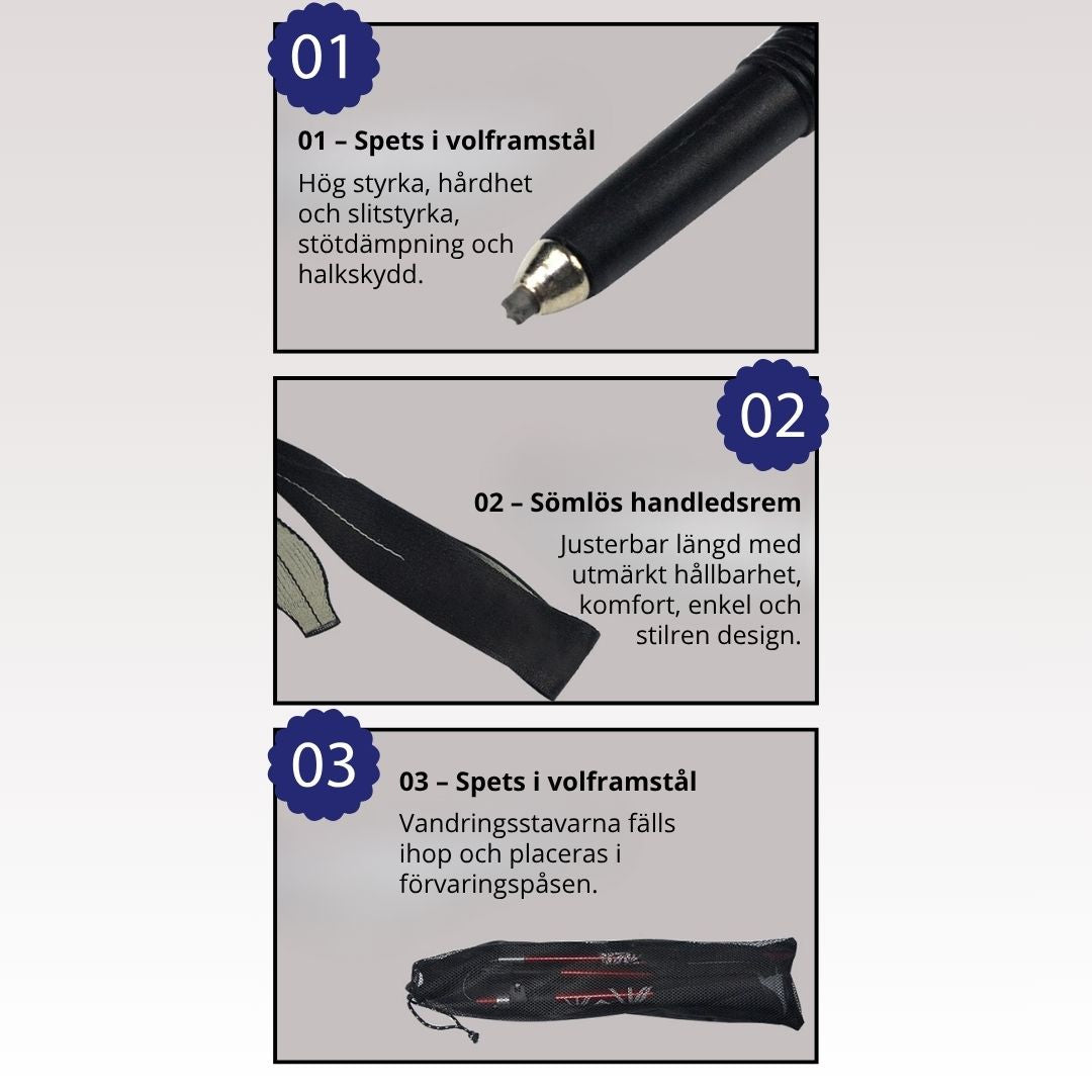 Hopfällbara Gångstavar – Justerbara & Lättvikt för Promenad