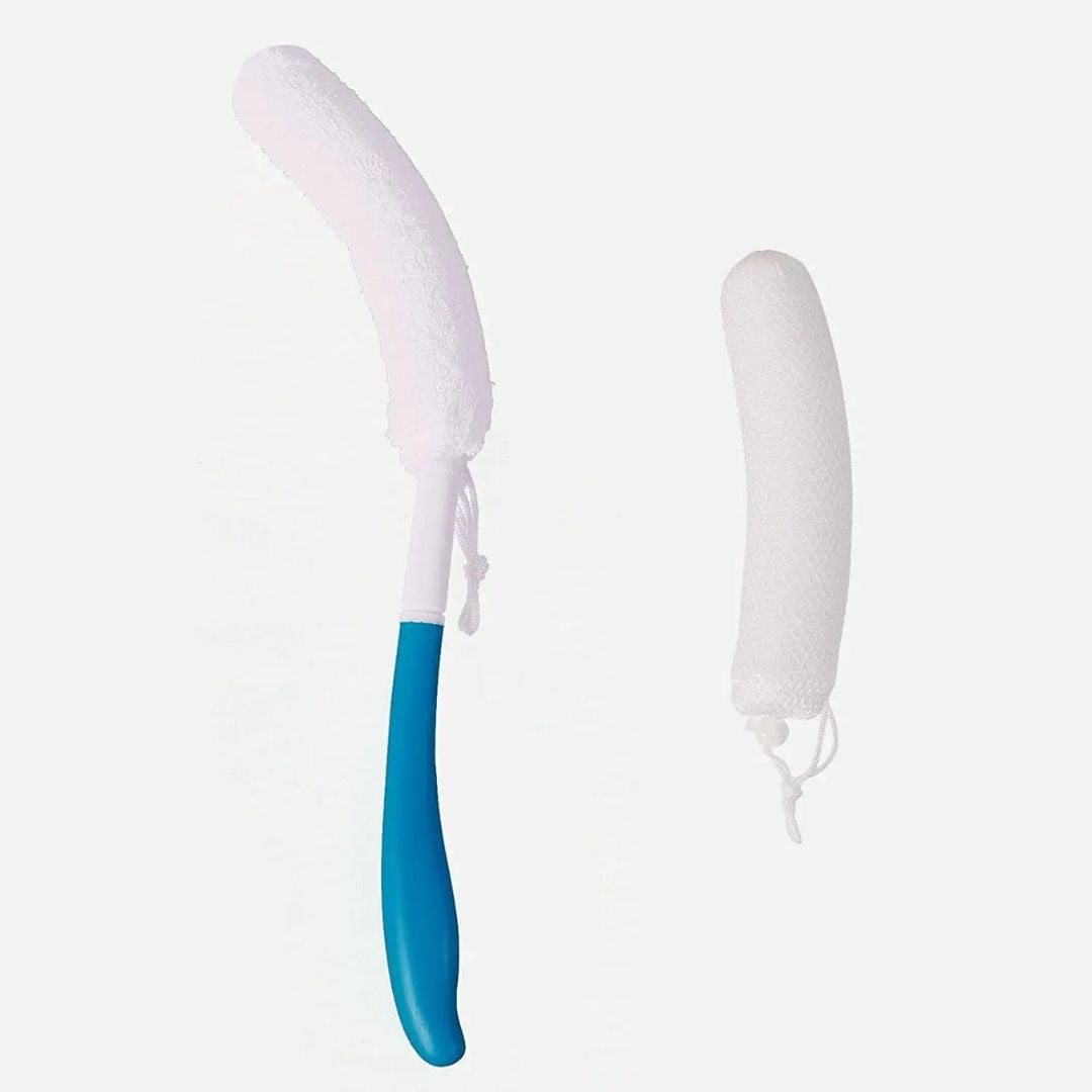 Ryggborste för Dusch – ergonomisk lång böjd design, halkfritt handtag, mjuk skum