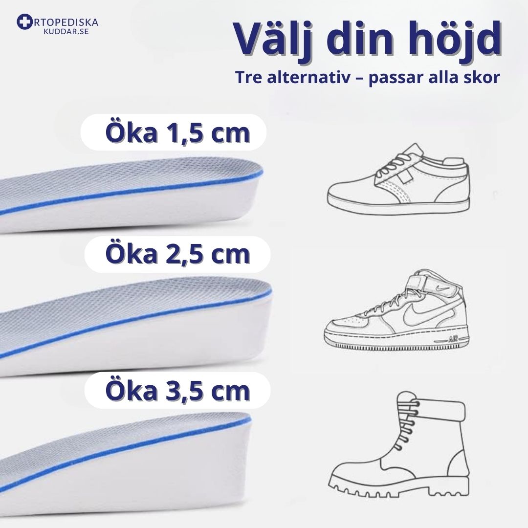 Höjdförhöjande skoinlägg – upp till 3,5 cm