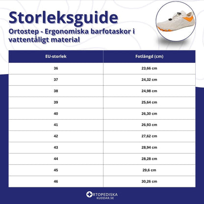 Ortostep - Ergonomiska barfotaskor i vattentåligt material