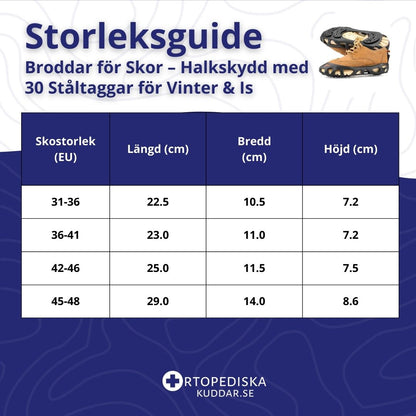 Broddar för Skor – Halkskydd med 30 Ståltaggar för Vinter & Is