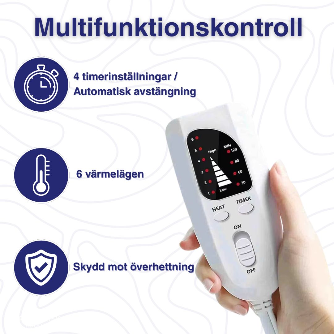Värmefilt för Rygg, Axlar och Nacke – 6 Temperaturinställningar, Flanell