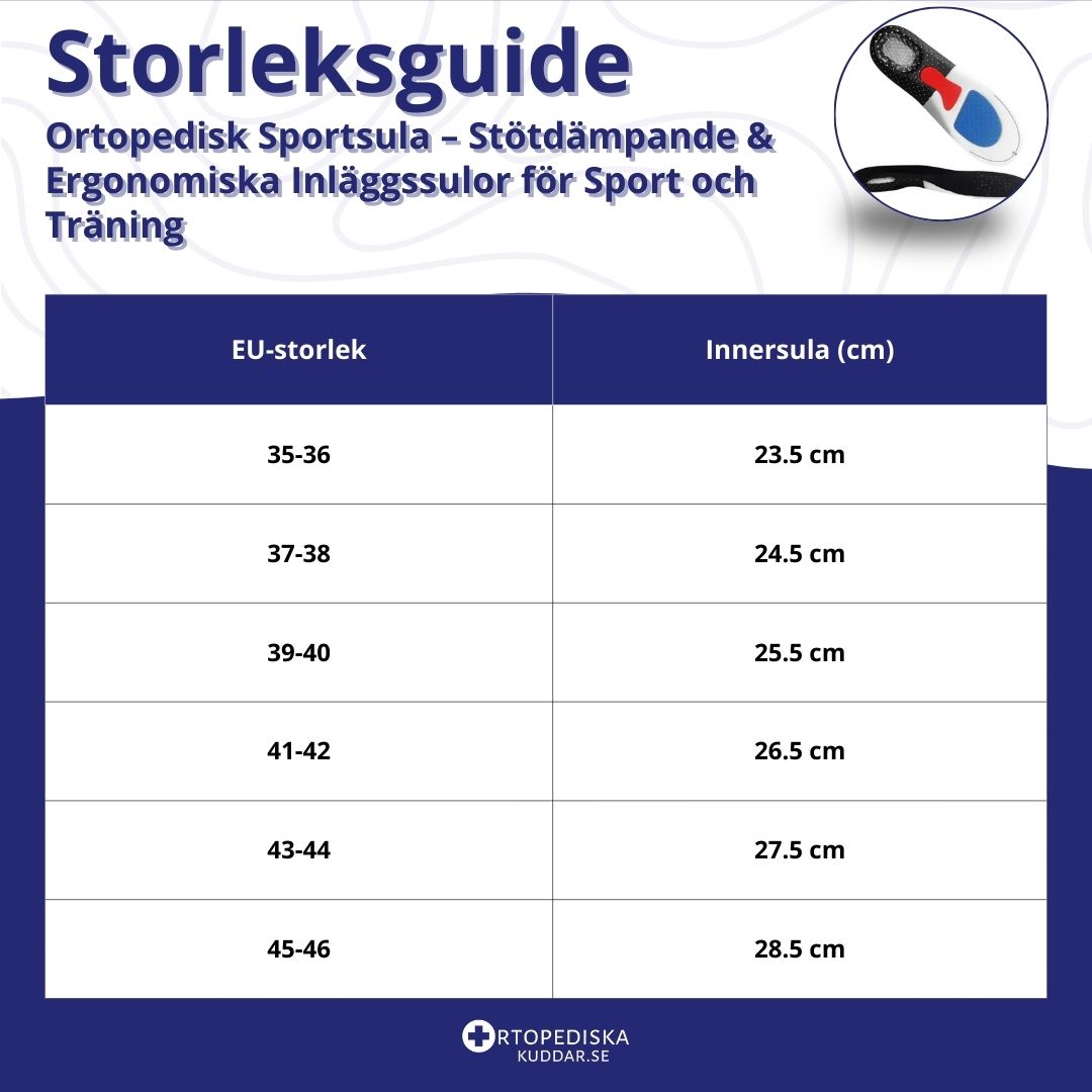 Ortopedisk Sportsula – Stötdämpande & Ergonomiska Inläggssulor för Sport och Träning