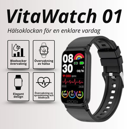 Smartklocka för blodsocker & hälsa – VitaWatch 01 med puls & sömnspårning