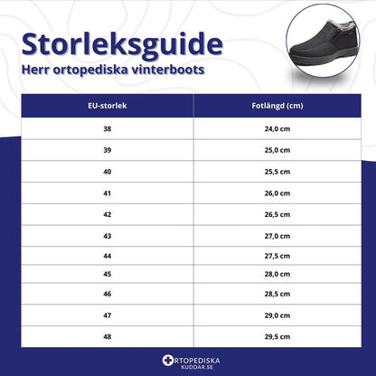 Herr ortopediska vinterboots med dragkedja – komfort och stöd för långa promenader
